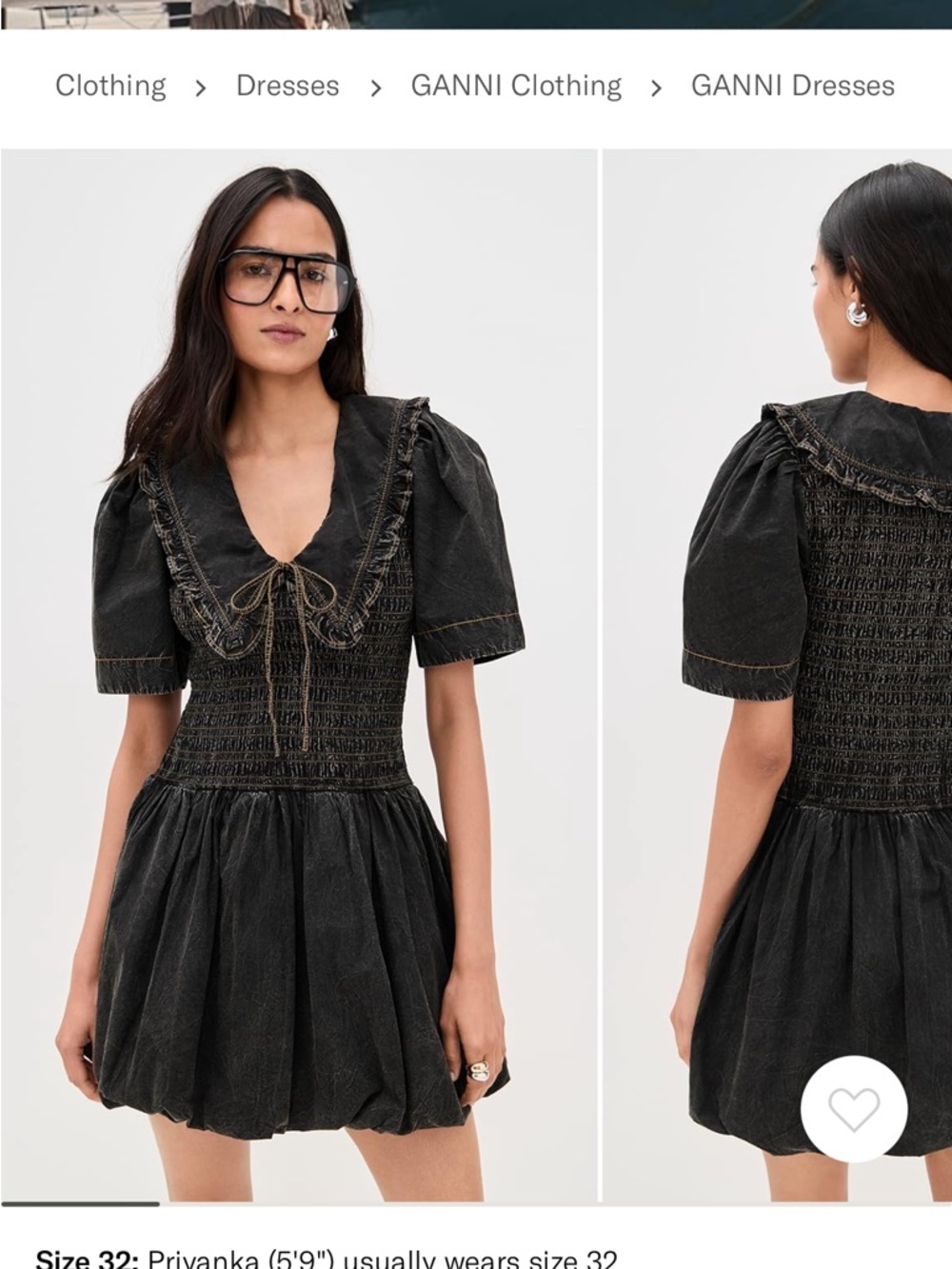 GANNI Garment Dyed Cotton Mini Smock